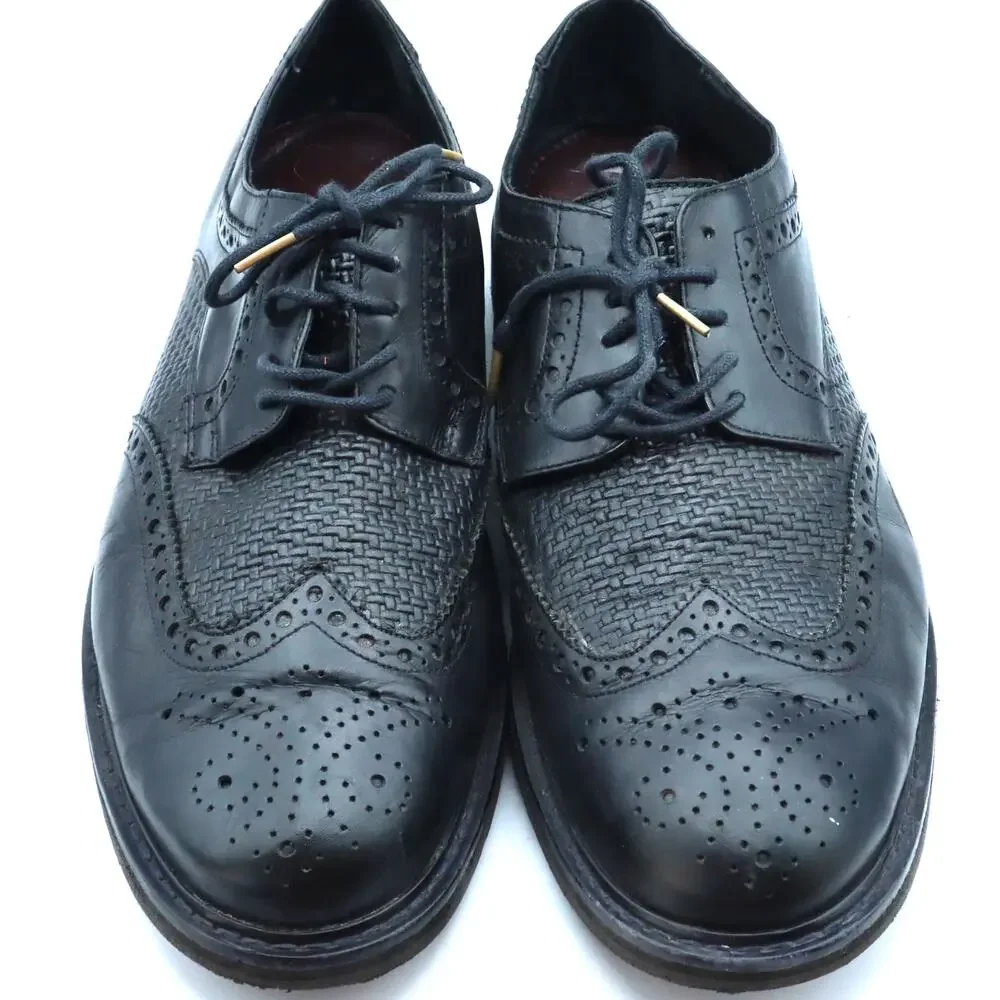 Studio Belvedere Shoes Mens 12 Luis Black Leather Wingtip Oxfords Lace Up Brazil